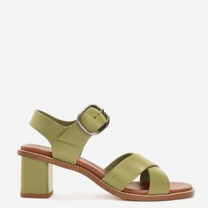 Everlane The Italian Leather Buckle Heel in Leek